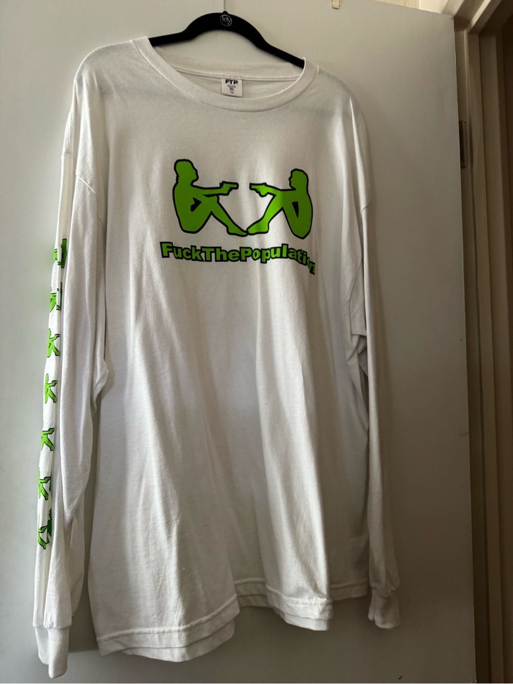 FTP White Long Sleeve Shirt with Kappa Green Logo